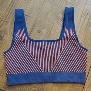 Fabletics Navy and Orange Sports  Bra Top Large
